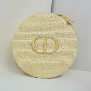 Christian Dior Gold Round Zip pouch
